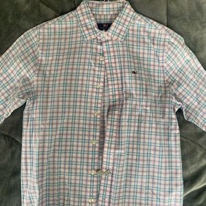 Boys Vineyard Vines button down whale shirt, plaid on-the-go shirt
